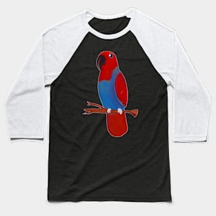 Red Eclectus Parrot Bird Drawing Baseball T-Shirt